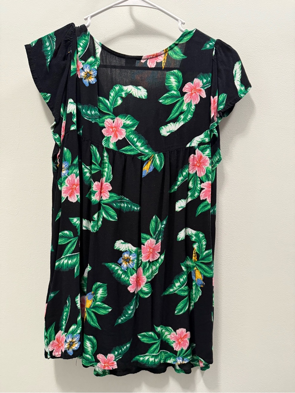 Old Navy Black Floral V-Neck Tunic with Pink & Green Print - Picture 2 of 3